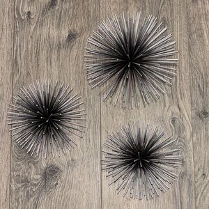 Set of Three Black and Silver Wall Decor